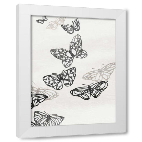 Butterflies Mate White Modern Wood Framed Art Print by Grey, Jace
