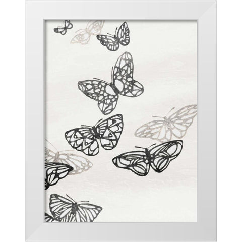 Butterflies Mate White Modern Wood Framed Art Print by Grey, Jace