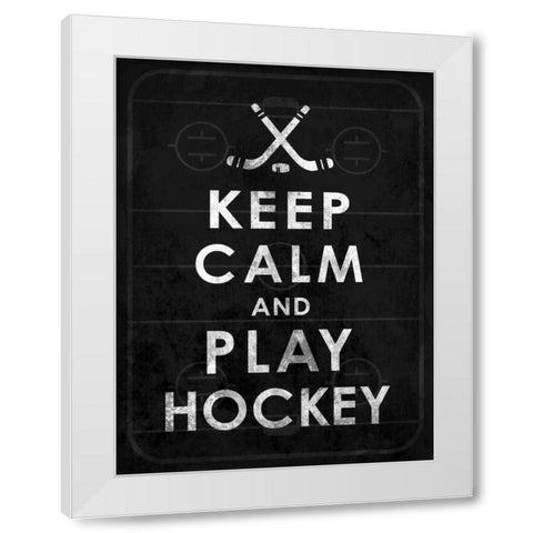 Keep calm Hockey 2 White Modern Wood Framed Art Print by Grey, Jace