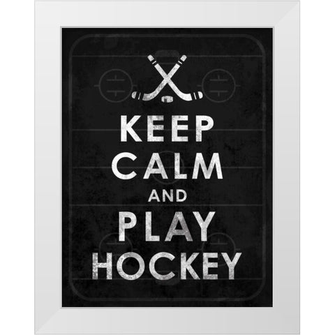 Keep calm Hockey 2 White Modern Wood Framed Art Print by Grey, Jace