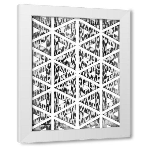 Triangular animals BW White Modern Wood Framed Art Print by Grey, Jace