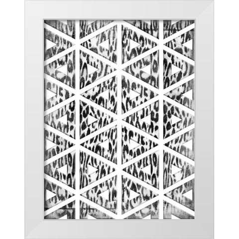 Triangular animals BW White Modern Wood Framed Art Print by Grey, Jace