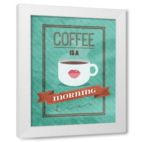 Coffee kiss White Modern Wood Framed Art Print by Grey, Jace