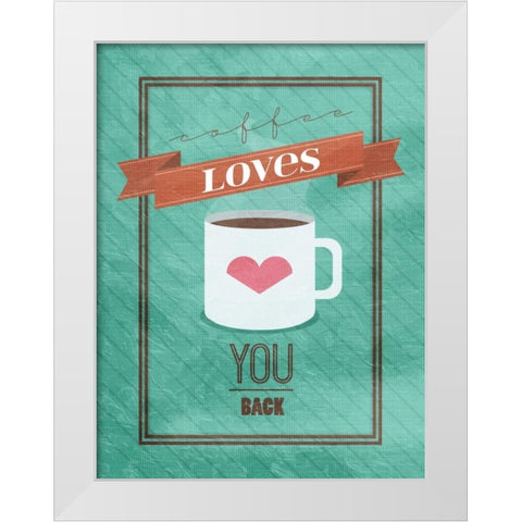 Coffee Loves White Modern Wood Framed Art Print by Grey, Jace