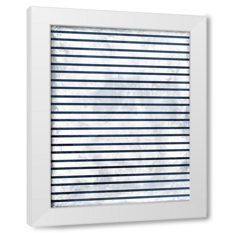 Indigo stripes White Modern Wood Framed Art Print by Grey, Jace