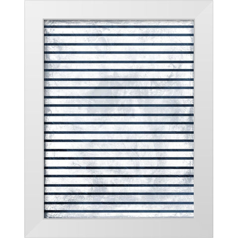 Indigo stripes White Modern Wood Framed Art Print by Grey, Jace
