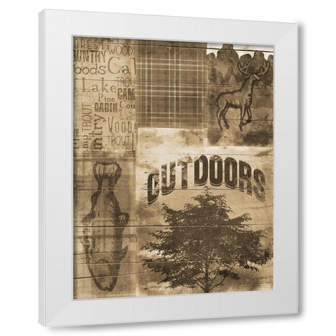 Lodge Quilt Sepia White Modern Wood Framed Art Print by Grey, Jace