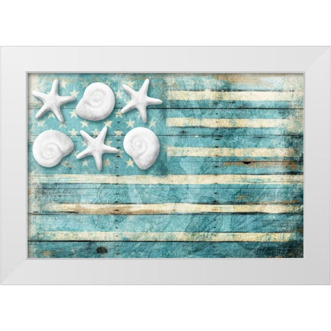 Coastal American Flag White Modern Wood Framed Art Print by Grey, Jace