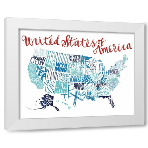 Fun United States White Modern Wood Framed Art Print by Grey, Jace