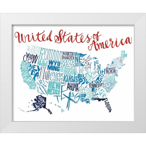 Fun United States White Modern Wood Framed Art Print by Grey, Jace