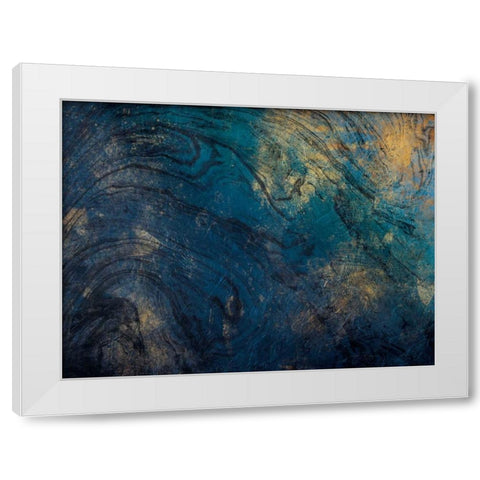 Golden Blue Marble White Modern Wood Framed Art Print by Grey, Jace