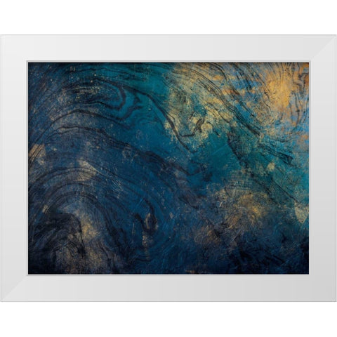 Golden Blue Marble White Modern Wood Framed Art Print by Grey, Jace