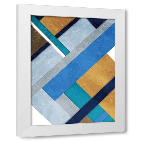 Stipe Overlay Mate Blue White Modern Wood Framed Art Print by Grey, Jace