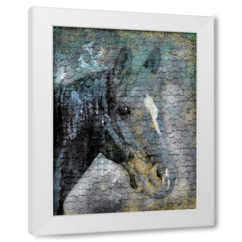 Blue Horse Scales White Modern Wood Framed Art Print by Grey, Jace