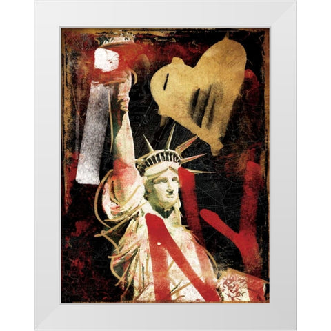 I Love Ny Gold White Modern Wood Framed Art Print by Grey, Jace