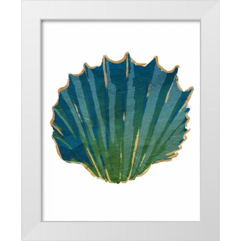 Gold Trim Sea Green Shells White Modern Wood Framed Art Print by Grey, Jace