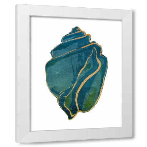Gold Trim Sea Green Shells Mate White Modern Wood Framed Art Print by Grey, Jace