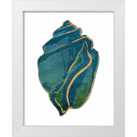 Gold Trim Sea Green Shells Mate White Modern Wood Framed Art Print by Grey, Jace