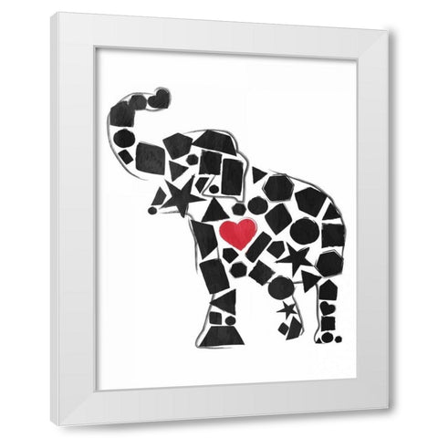 Elephant Shapes White Modern Wood Framed Art Print by Grey, Jace