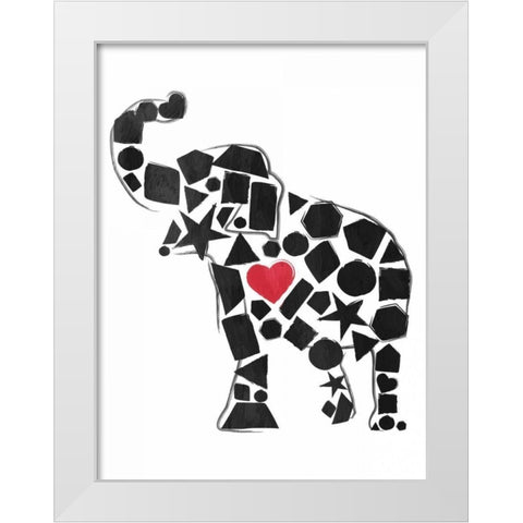 Elephant Shapes White Modern Wood Framed Art Print by Grey, Jace