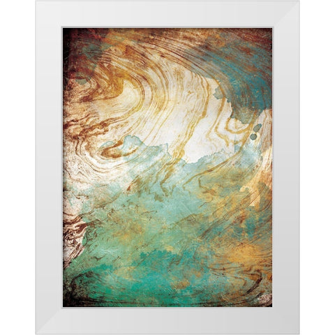 Golden Sea Marble White Modern Wood Framed Art Print by Grey, Jace