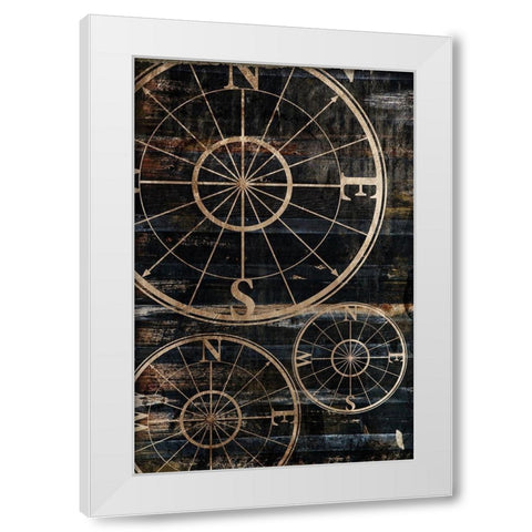 Wooden Compass White Modern Wood Framed Art Print by Grey, Jace