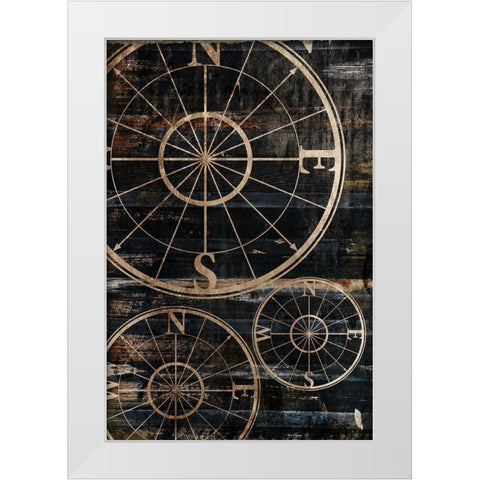 Wooden Compass White Modern Wood Framed Art Print by Grey, Jace