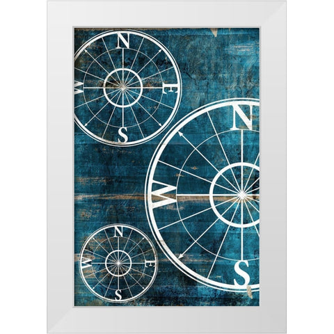 Wooden Compass Blue White Modern Wood Framed Art Print by Grey, Jace