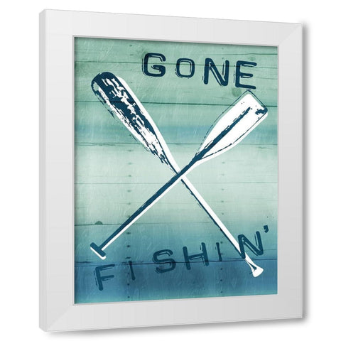 Gone Fishin White Modern Wood Framed Art Print by Grey, Jace
