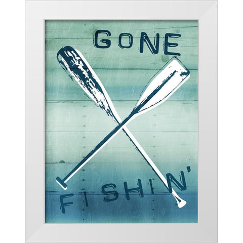 Gone Fishin White Modern Wood Framed Art Print by Grey, Jace