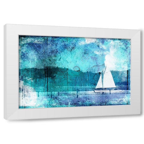 Boating Abstract Blue White Modern Wood Framed Art Print by Grey, Jace