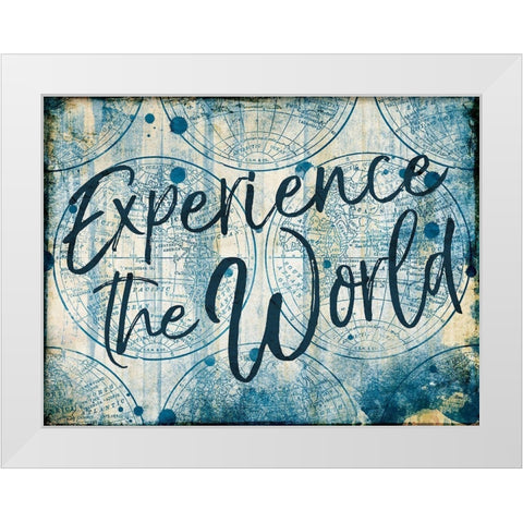 Exp The World White Modern Wood Framed Art Print by Grey, Jace