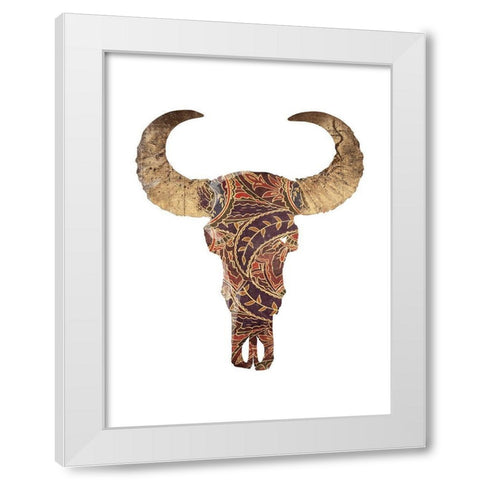 Colorful Skull White Modern Wood Framed Art Print by Grey, Jace