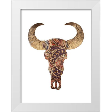 Colorful Skull White Modern Wood Framed Art Print by Grey, Jace