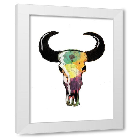 Watercolor Skull White Modern Wood Framed Art Print by Grey, Jace