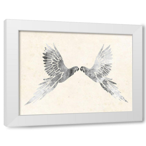 Silver Parrot White Modern Wood Framed Art Print by Grey, Jace