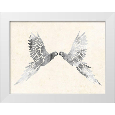 Silver Parrot White Modern Wood Framed Art Print by Grey, Jace