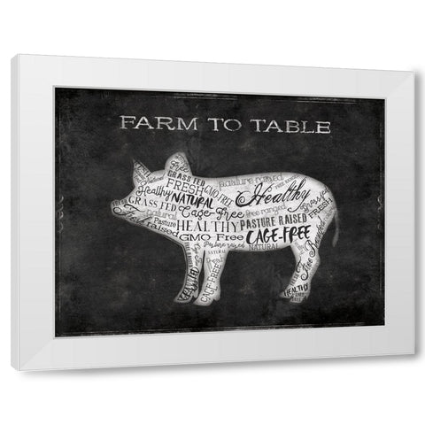 Farm To Table Pig White Modern Wood Framed Art Print by Grey, Jace