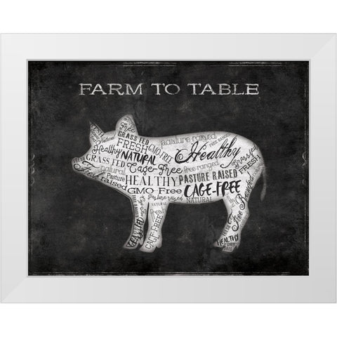 Farm To Table Pig White Modern Wood Framed Art Print by Grey, Jace