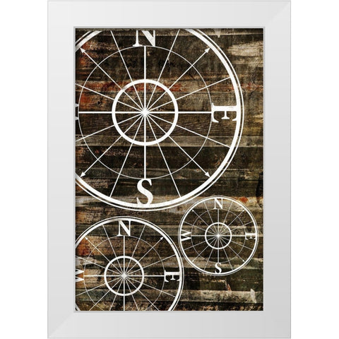 Compass Wood White Modern Wood Framed Art Print by Grey, Jace