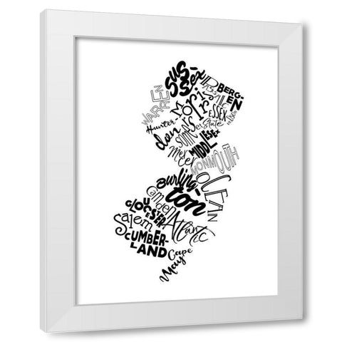 New Jersey White Modern Wood Framed Art Print by Grey, Jace