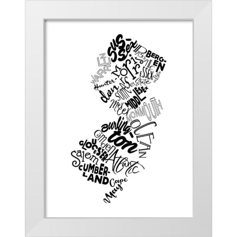 New Jersey White Modern Wood Framed Art Print by Grey, Jace