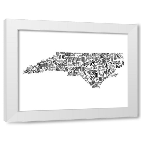 North Carolina White Modern Wood Framed Art Print by Grey, Jace
