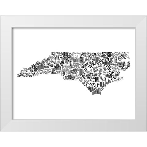 North Carolina White Modern Wood Framed Art Print by Grey, Jace