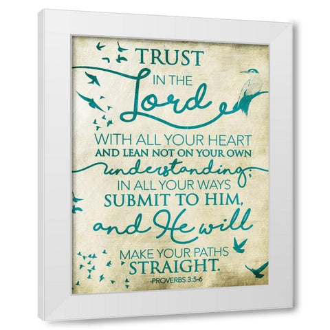 Trust Lord Birds White Modern Wood Framed Art Print by Grey, Jace
