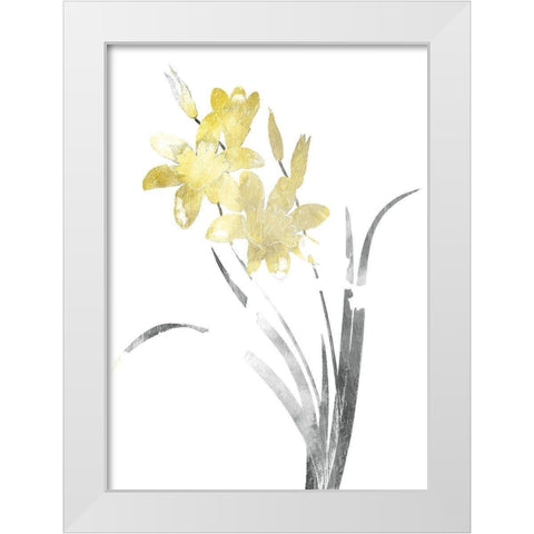 Single Flower Grey Yellow Mate White Modern Wood Framed Art Print by Grey, Jace