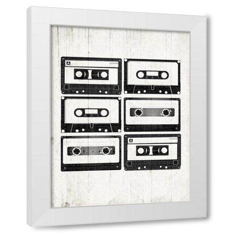 Tapes On Deck White Modern Wood Framed Art Print by Grey, Jace