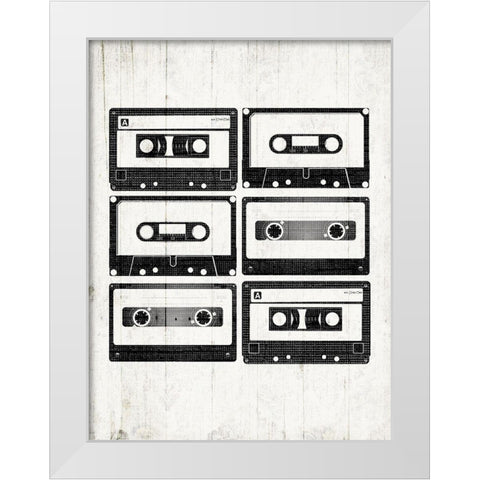 Tapes On Deck White Modern Wood Framed Art Print by Grey, Jace