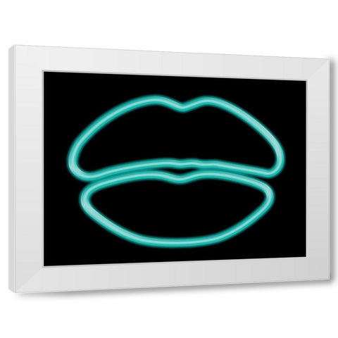 Glow Lips White Modern Wood Framed Art Print by Grey, Jace