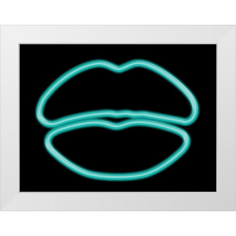 Glow Lips White Modern Wood Framed Art Print by Grey, Jace